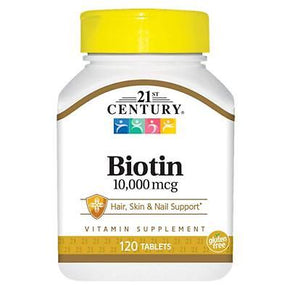 21st Century Biotin 10000 mcg Tablets 120 count -Expiration Date 06-2023