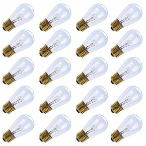 Pack of 20pcs 11 Watt S14 Warm Replacement Glass Bulbs - E26 Medium Candelabra