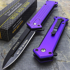 JOKER 7.5" TAC FORCE PURPLE SPRING OPEN ASSISTED STILETTO FOLDING POCKET KNIFE