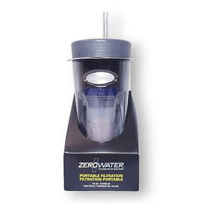 ZeroWater Silver Tumbler 26 oz Portable Filtration System w/ Straw NEW