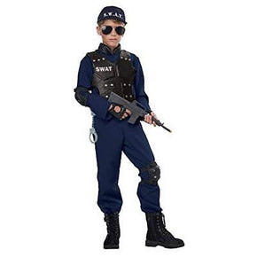 Junior SWAT Police Officer Cop Uniform Kids Fancy Dress Halloween Child Costume / Size Large