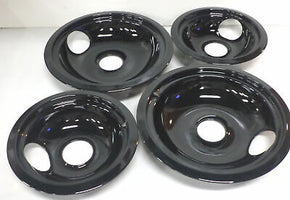 DB4 for GE Range Porcelain Black Drip Pans Bowls 4 PK 2ea: WB31M20 WB31M19