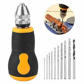 Micro Mini Hand Drill Tool Portable Tool Set Small Hand Drill & 10 pcs Twist ...