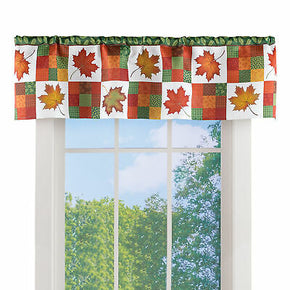 Fall Colors Maple Leaves Patchwork Window Valance