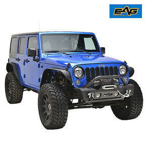 EAG Fits 07-18 Jeep Wrangler JK Steel Stubby Front Bumper W/ Fog Light Holes