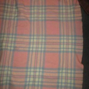 Vintage Wool Baby Blanket Blue & Pink Plaid with Fringe