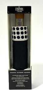 ShedRain Ultimate Umbrella 44" ARC Auto Open/Close Wood Handle, Black Polka Dots