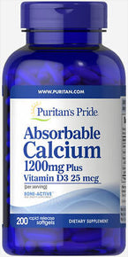 Puritan's Pride Absorbable Calcium 1200 mg with Vitamin D3 1000 IU -200 Softgels