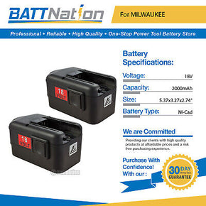 2 NEW 18 VOLT 18V Battery for MILWAUKEE 48-11-2230 2AH