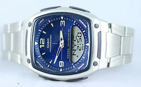 Casio AW81D-2AV Blue Databank Watch Steel Band 10 Year Battery World Time