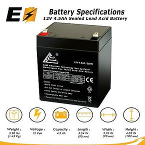 12V 4.5Ah Rechargeable Battery for djw12-4.5, LiftMaster 485LM