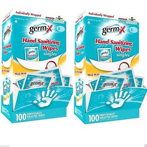 200 Germ X Hand Sanitizing Wipes Singles Individually Wrapped **Free Shipping**