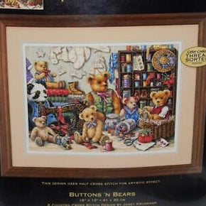 Dimensions Gold Collection Buttons 'N Bears Cross Stitch Kit NEW Teddy Sewing Rm