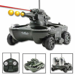 RC Radio Amphibious Airsoft Tank Toy Military Battle Vehicle Land Water Turret