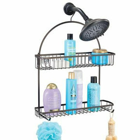 mDesign X-Wide Metal Bathtub / Shower Caddy, Hanging Storage Organizer - Bronze