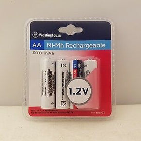 Westinghouse AA Ni-Mh Rechargeable Batteries | 1.2V | 500 mAh | B107014 | 4 Pack