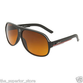 Xsportz™ XS127 Blocks Blue Light Aviators! Gloss Black Frame Brown Lens