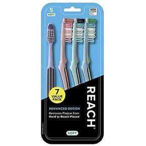 REACH Advanced Design Adult Toothbrush Soft Bristles Tongue Scraper Soft 7 Count