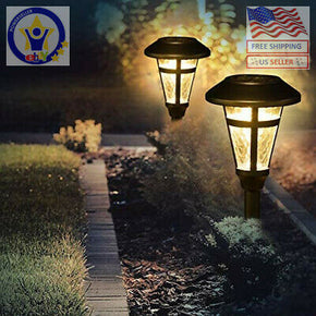 GIGALUMI 6 Pcs Led Solar Lights Outdoor, Bronze Finshed, Glass Lamp, Waterproof