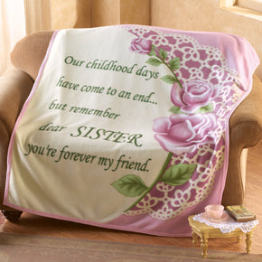 Collections Etc Special Sister Rose Fleece Throw Blanket Standard