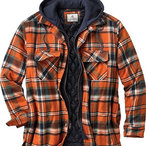 Legendary Whitetails Mens Maplewood Hooded Flannel Shirt Jacket Orange XXL