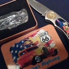 route 66 knife and tin