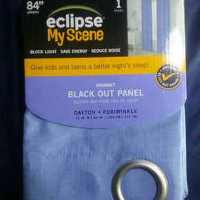 New Eclipse My Scene Dayton Periwinkle Grommet Black Out Curtain Panel 84"