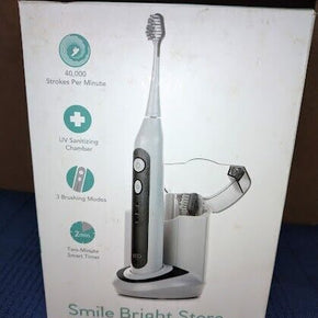 NEW SMILE BRIGHT STORE PLATINUM SONIC TOOTHBRUSH WITH UV - OPEN/DAMAGED BOX