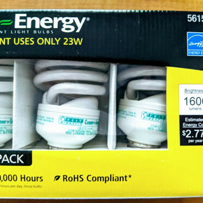 3 Qty-Feit Electric Conserv-Energy 100 Watt Replacment CFL 23W Light Bulbs 4 Pk