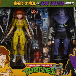 NECA TMNT Teenage Mutant Ninja Turtles April O' Neil vs Foot Soldier Bashed