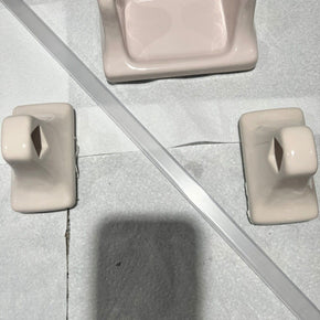ceramic towel bar and paper holder pale pink