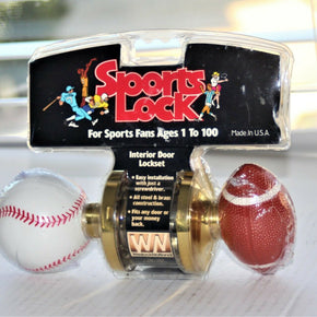 NIP VINTAGE SPORTS LOCK INTERIOR DOOR LOCKSET - BASEBALL-FOOTBALL