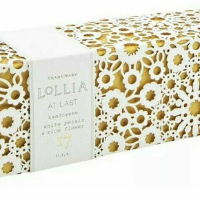 NIB Lollia At Last Handcreme Hand Creme White Petals Rice Flower 4 oz Full Size