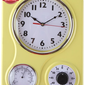 Lily'S Home Retro Kitchen Wall Clock, with a Thermometer and 60-Minute Timer, Id