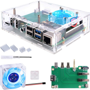 Acrylic Raspberry Pi Set-Top Box Kit,Raspberry Pi 4 Case with 4010 Fan 5V (Blue