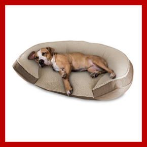 PET DOG BED Memory Foam Oval Round Cuddler Beige Large XL CANINE CREATIONS