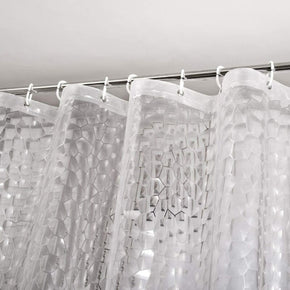 Shower Curtain Clear EVA Waterproof Creative 3D Cube 1.8 x 2m w/ Hooks For Bath