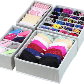 Simple Houseware Closet Underwear Organizer Drawer Divider 4 Set, Gray / Color Gray