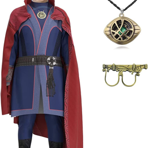 Kids/Mens Strange Costume Cosplay Dr Cape Jumpsuit Ring Props with Magic Power N