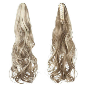 Real Thick Claw Ponytail Hair Piece Clip in Hair Extensions As Human Blonde Hair / Hair Length 18'' Curly / ♤Colour♤ Ash Brown mix Bleach blonde