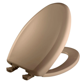 Elongated Closed Front Toilet Seat in Mexican Sand Slow Close Durable Bathroom