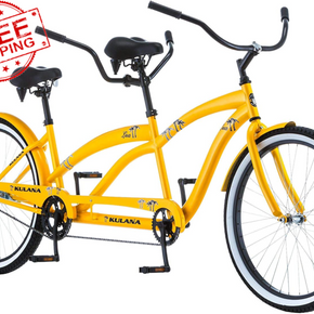 Kulana Lua Tandem Adult Beach Cruiser Bike, 26-Inch Wheels, Single to 7-Speeds,