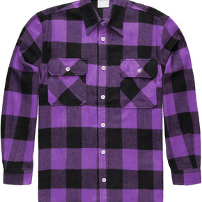 Purple Extra Heavyweight Brawny Buffalo Plaid Flannel Shirt / Sizes X-Large