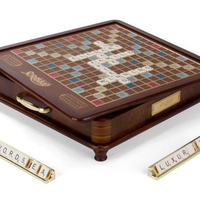 Scrabble Luxury Edition with Rotating Wooden Game Board by Winning Solutions New