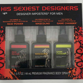 His Sexiest Designers Premium Fragrance Body Sprays For Men 3 Piece Set