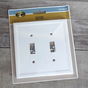 Hampton Bay White 2-Gang Toggle Wall Plate Sovereign White 5" x 5" (1-Pack)