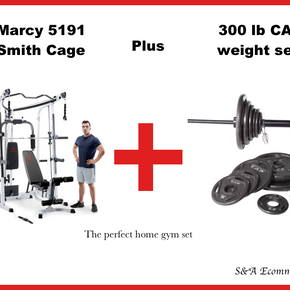 🔥New Marcy MD-5191 Smith Cage Home Gym  and 300 lb weight set