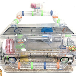 X-LARGE Deluxe 3-Floor Acrylic Hamster Mouse Palace Habitat Home Cage Gerbil Rat