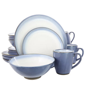 Gibson Elite Serene Fountain 16pc Blue Gradient Stoneware Dinnerware Set for 4