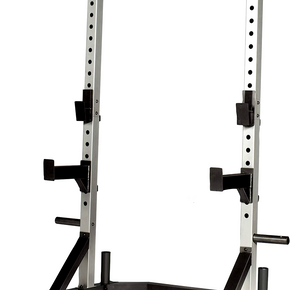 Deluxe Power Squat Rack w/ Pullup Bar, Safety Spotter Bars, Weight Storage - NEW